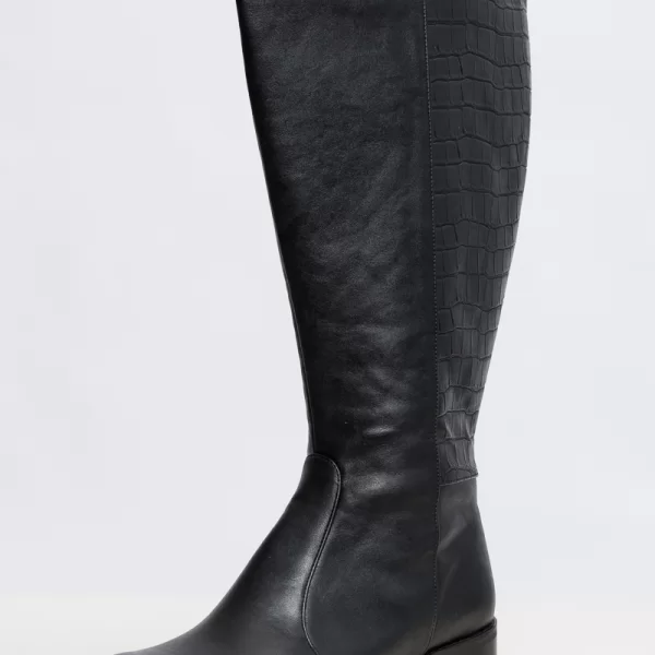Μπότα ιππασίας μισή croco σε μαύρο χρώμα