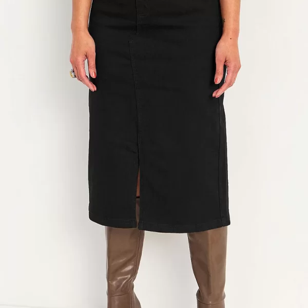 Midi jean φούστα σε denim black χρώμα
