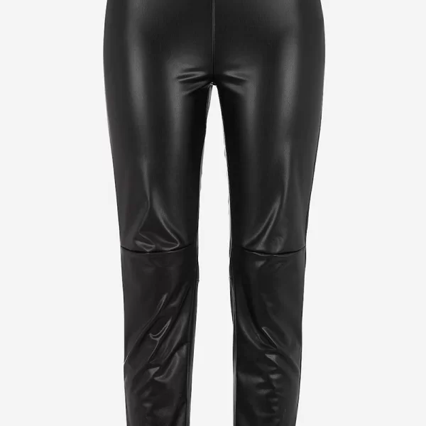 Leather-like ελαστικό παντελόνι σε μαύρο χρώμα