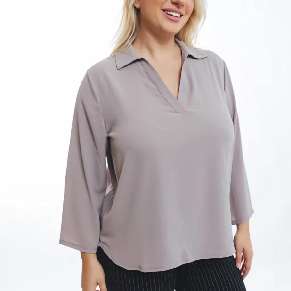 Hi-lo μπλούζα με γιακά σε μπεζ χρώμα