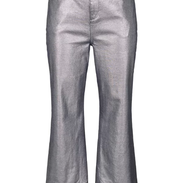 Ψηλόμεσο coated παντελόνι σε ασημί χρώμα