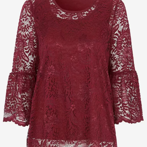 Μπλούζα με δαντέλα σε μπορντώ χρώμα