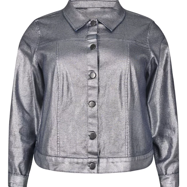 Κοντό coated jacket σε ασημί χρώμα