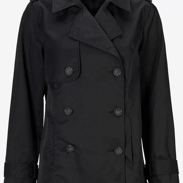 Κοντή σταυρωτή καπαρντίνα με ζώνη σε μαύρο χρώμα