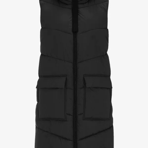 Αμάνικο μακρύ μπουφάν με μεγάλες τσέπες σε μαύρο χρώμα