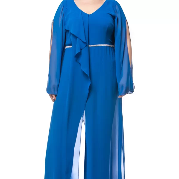 Ολόσωμη φόρμα με ανοιχτό μανίκι σε ρουά χρώμα