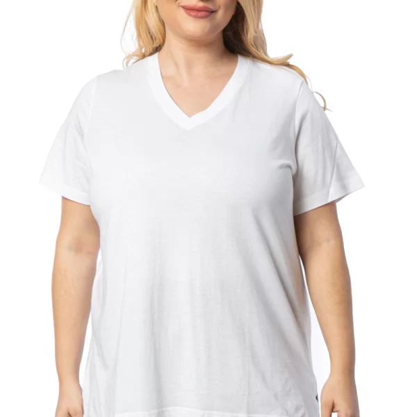 Κοντομάνικο t-shirt με V λαιμόκοψη σε λευκό χρώμα