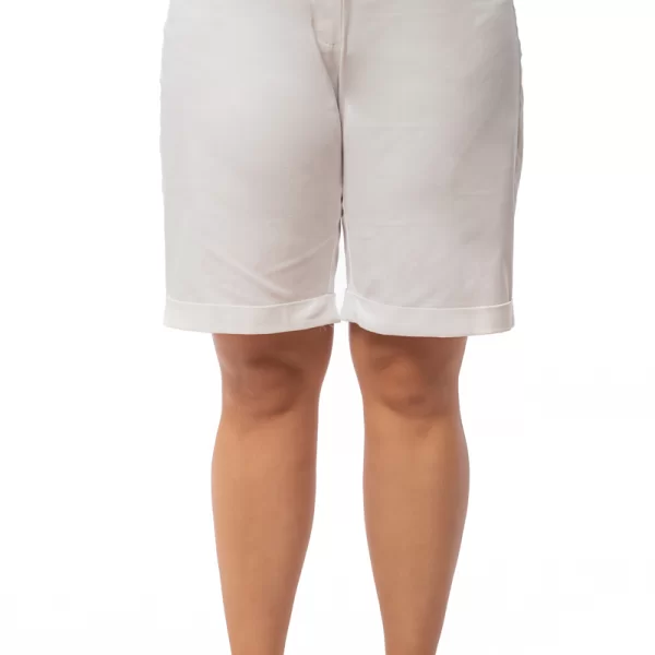 Βερμούδα καμπαρντίνα με λάστιχο πίσω σε λευκό χρώμα