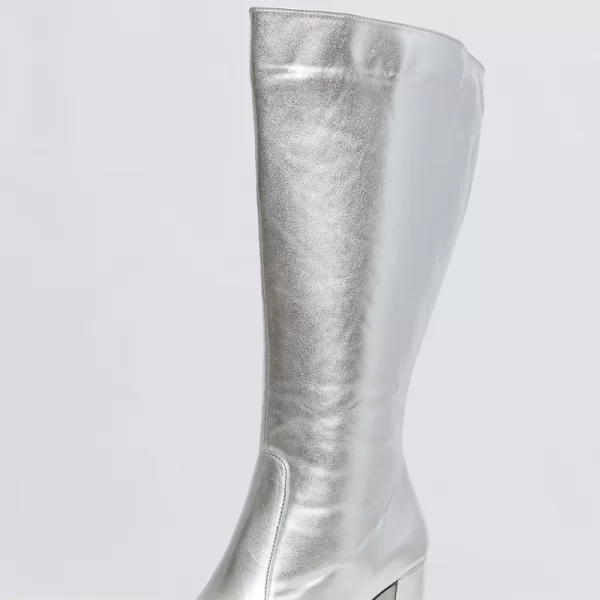 Eco-leather μυτερή μπότα σε ασημί χρώμα