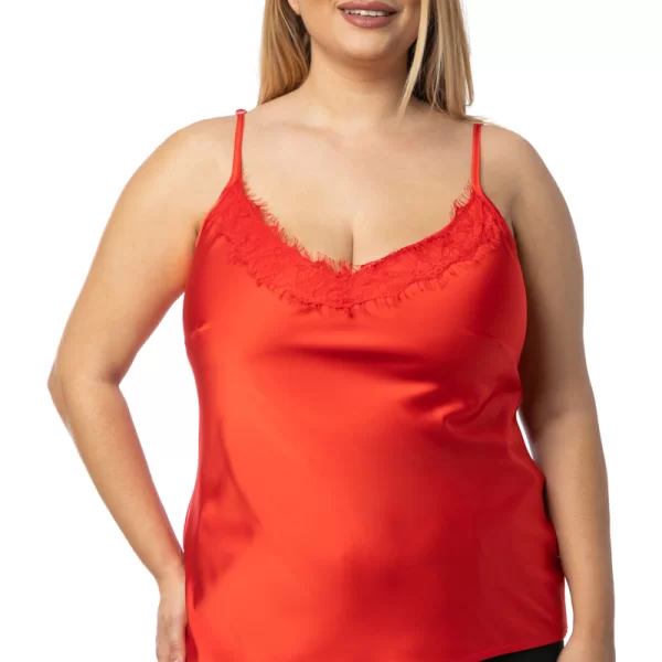 Σατέν τοπ με δαντέλα σε κόκκινο χρώμα