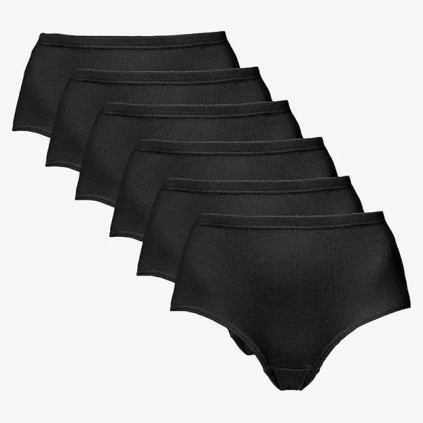 Σλιπ εσώρουχο βαμβακερό (5+1) σε μαύρο χρώμα