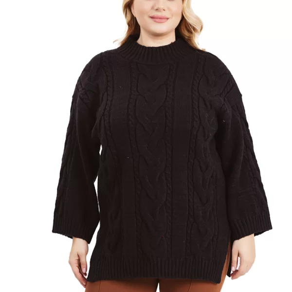 Πλεκτή extra soft μπλούζα με πλεξούδες σε μαύρο χρώμα | Premium Collection