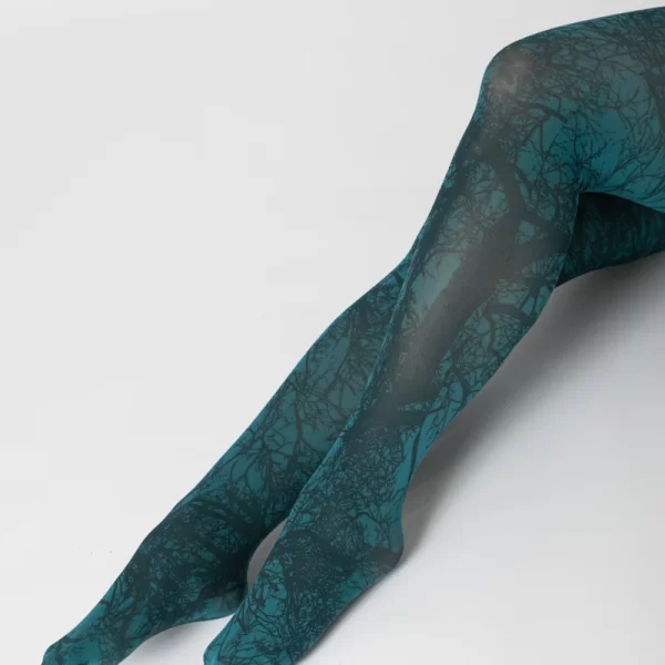 Καλσόν 50den με σχέδιο σε πετρόλ χρώμα