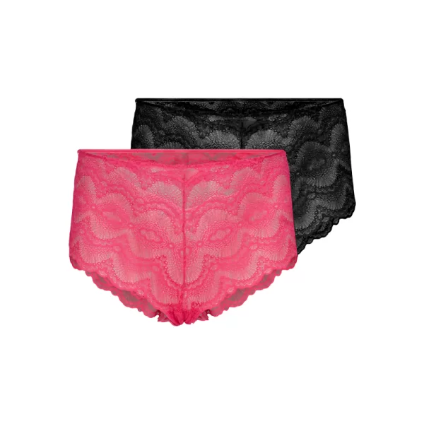 Εσώρουχο σλιπ με δαντέλα σε μαύρο/φουξ χρώμα (1+1)