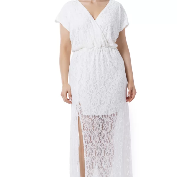 Φόρεμα όλο δαντέλα σε λευκό χρώμα