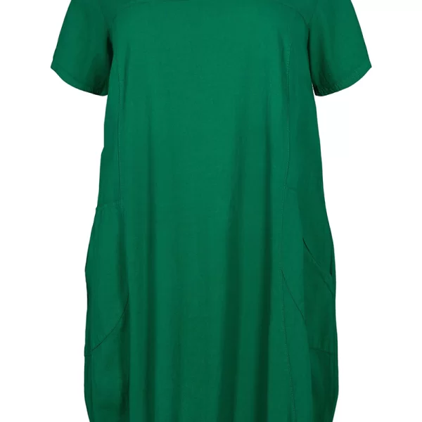 Κοντομάνικο φόρεμα balloon με τσέπες σε πράσινο χρώμα