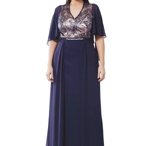 Maxi φόρεμα με παγιέτα σε μπλε σκούρο χρώμα