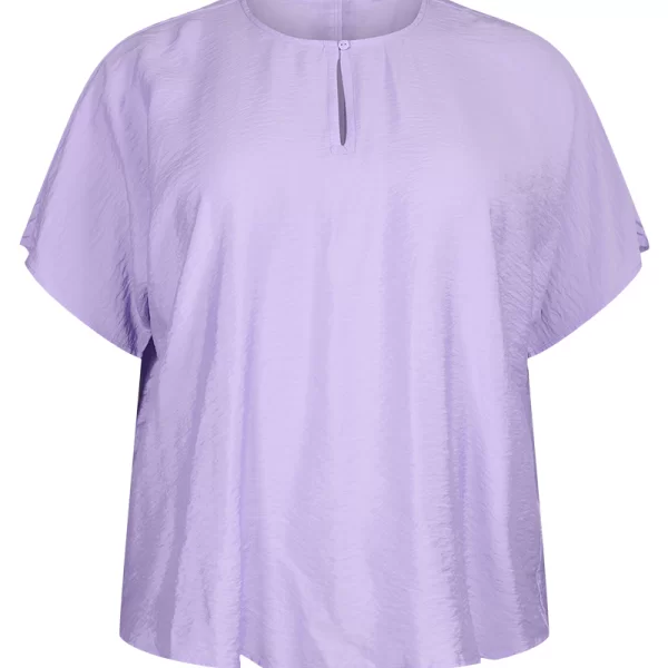 Κοντομάνικη μπλούζα με keyhole σε λιλά χρώμα