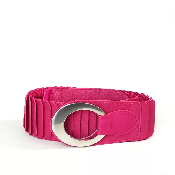 Ζώνη με ελαστική oval αγκράφα σε φουξ χρώμα