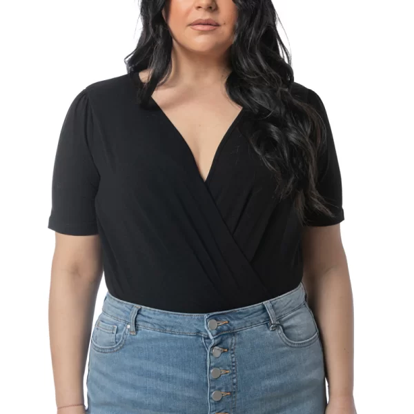 Κρουαζέ κοντομάνικο κορμάκι σε μαύρο χρώμα