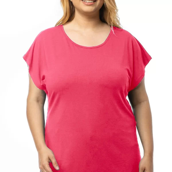 T-shirt με στρογγυλή λαιμόκοψη σε κοραλλί χρώμα