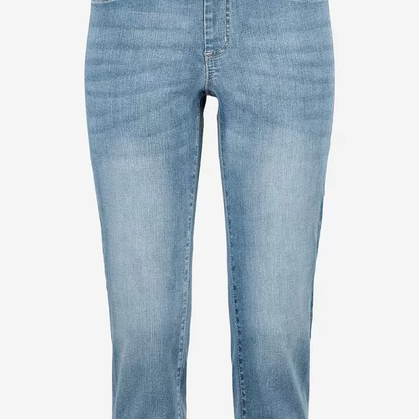 Κάπρι jean με φαρδιά μπάσκα σε denim light blue χρώμα