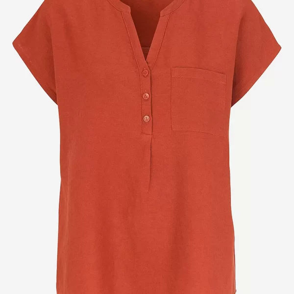 Μπλούζα με V λαιμόκοψη σε εκάι χρώμα