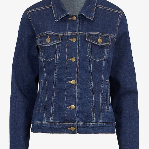 Jean jacket με τσέπες και γιακά σε dark blue χρώμα
