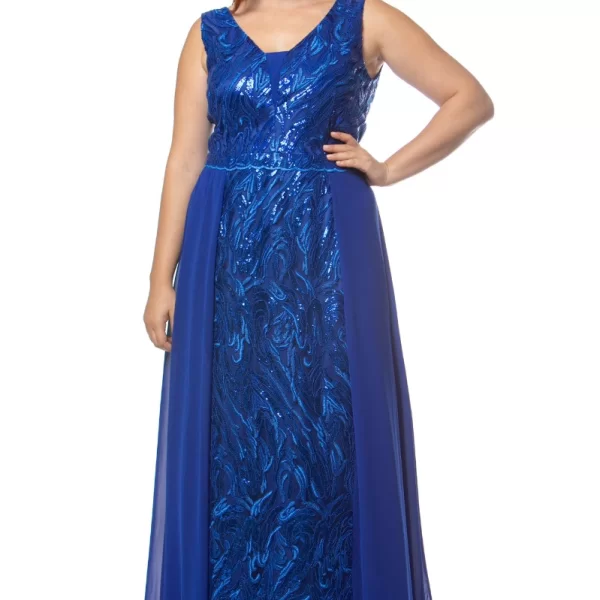 Maxi φόρεμα με παγιέτες σε ρουά χρώμα