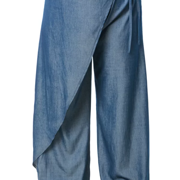 Φαρδιά παντελόνα φάκελος σε denim blue χρώμα