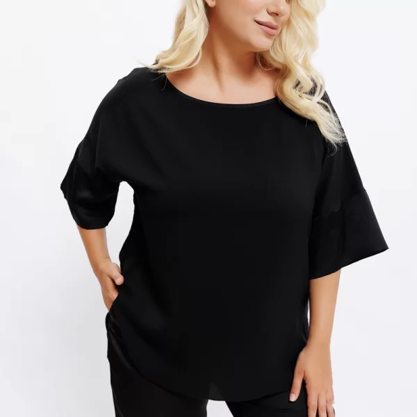 Hi-lo σατέν τουνίκ σε μαύρο χρώμα