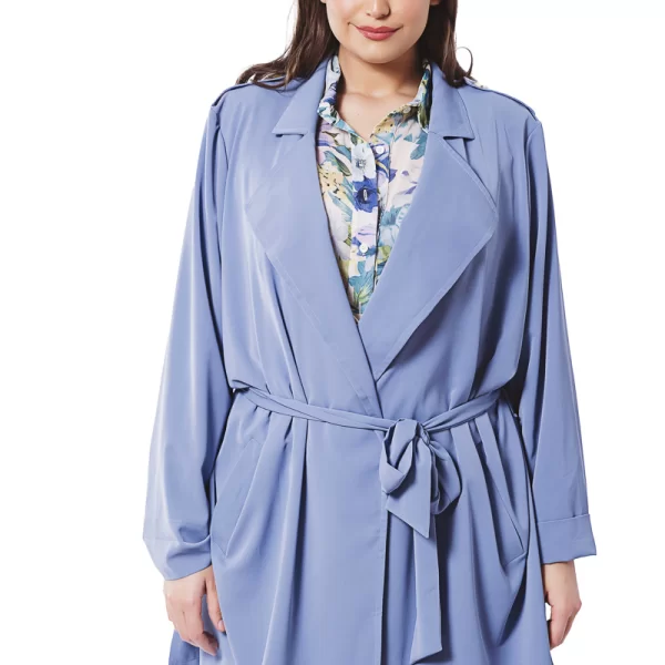 Ελαφριά καπαρντίνα με ζώνη σε ίντιγκο χρώμα