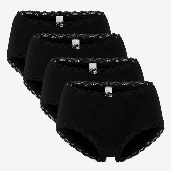 Εσώρουχο σλιπ ψηλόμεσο με δαντέλα σε μαύρο χρώμα (3+1)