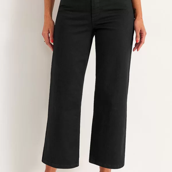 Φαρδύ καμπάνα jean 7/8 σε denim black χρώμα