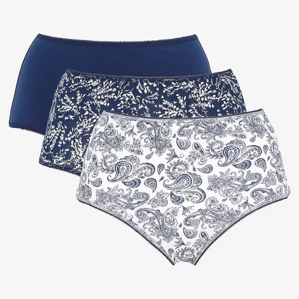 Εσώρουχο σλιπ ψηλόμεσο σε λευκό/μπλε χρώμα (2+1)