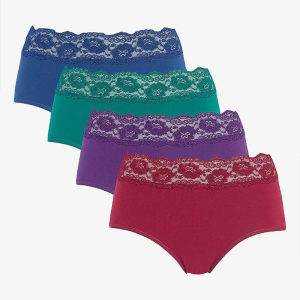 Σλιπ εσώρουχο με δαντέλα στο πάνω μέρος σε πετρόλ/μωβ χρώμα (3+1)