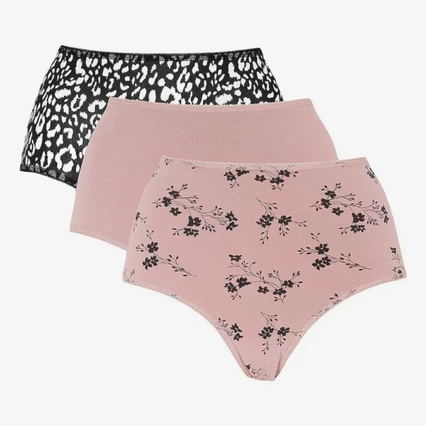 Εσώρουχο σλιπ ψηλόμεσο σε μαύρο/πούδρα χρώμα 2+1