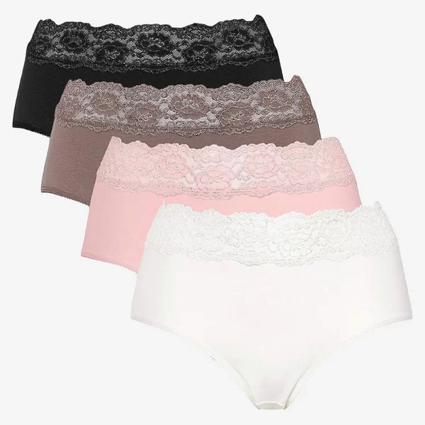 Σλιπ εσώρουχο με δαντέλα στο πάνω μέρος σε λευκό/ροζ χρώμα (3+1)