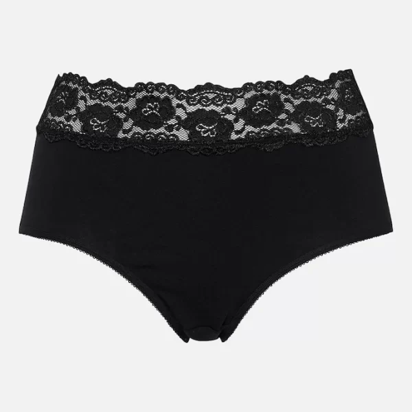 Σλιπ εσώρουχο με δαντέλα στο πάνω μέρος σε μαύρο χρώμα (3+1)