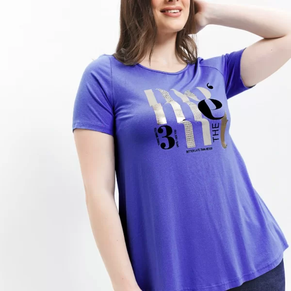 Μπλούζα με τύπωμα 'moment' σε μωβ χρώμα