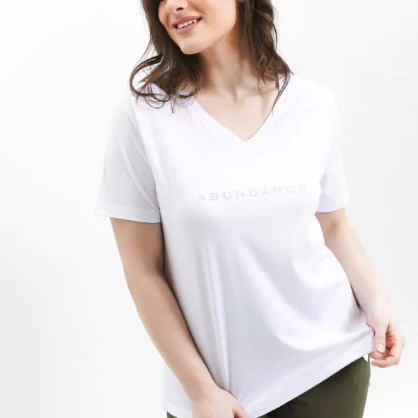 T-shirt με στρας 'Abundance' σε λευκό χρώμα