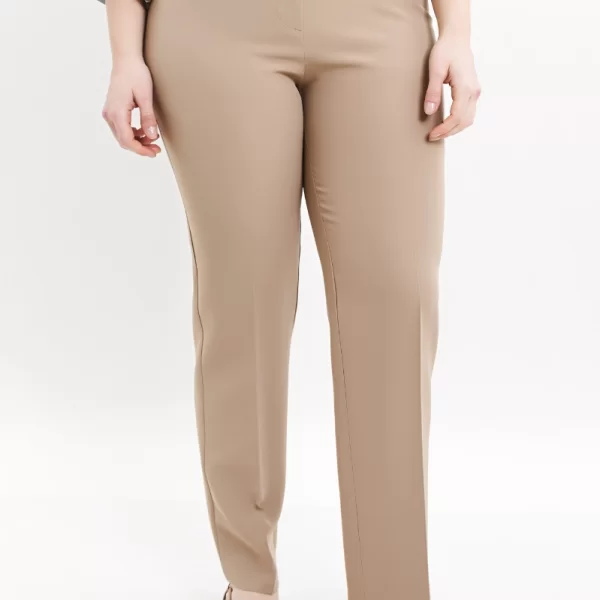 Παντελόνι κρεπ με λάστιχο στα πλαϊνά σε μπεζ χρώμα