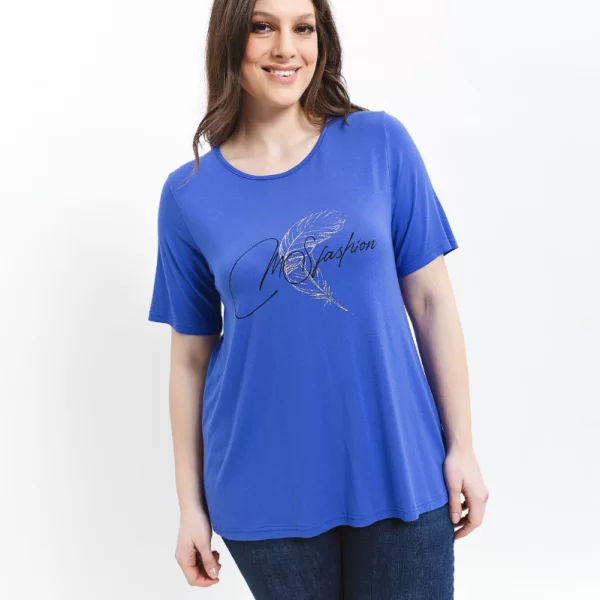 Μπλούζα με glitter τύπωμα σε μπλε χρώμα