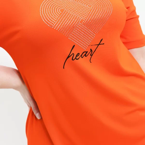 Μπλούζα με στρας καρδιά σε πορτοκαλί χρώμα