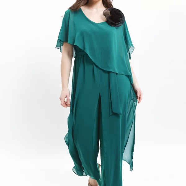 Ολόσωμη φόρμα με μουσελίνα σε τυρκουάζ χρώμα