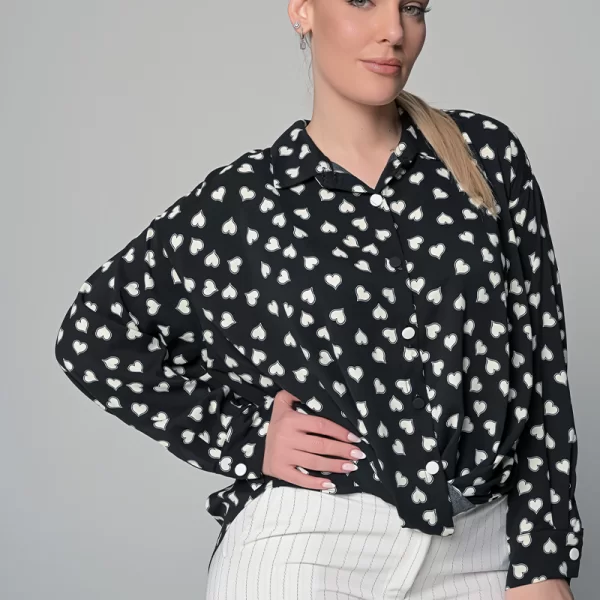 Πουκάμισο με καρδιές σε μαύρο/άσπρο χρώμα