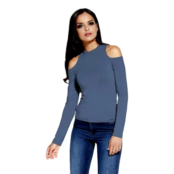 60001 DR Μοντέρνα μπλούζα με γυμνούς ώμους-Μπλε-Μπλε