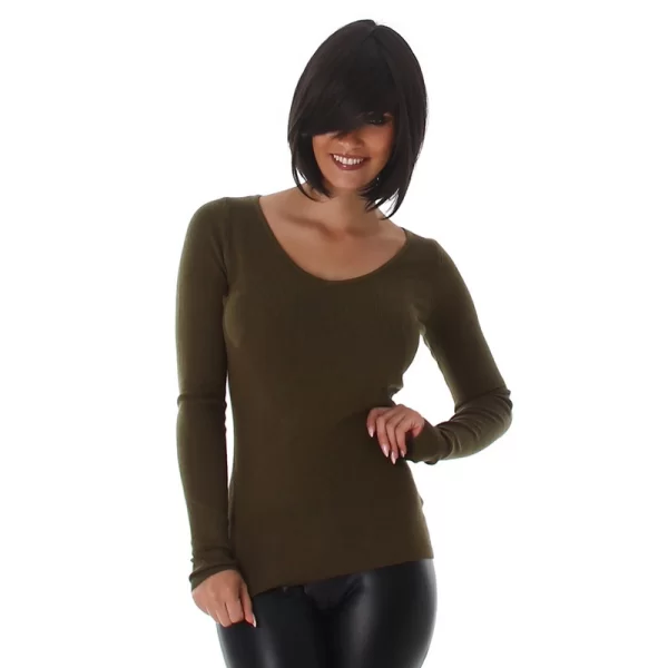 61047 LX Πουλόβερ με V - πράσινο-Πρασινο