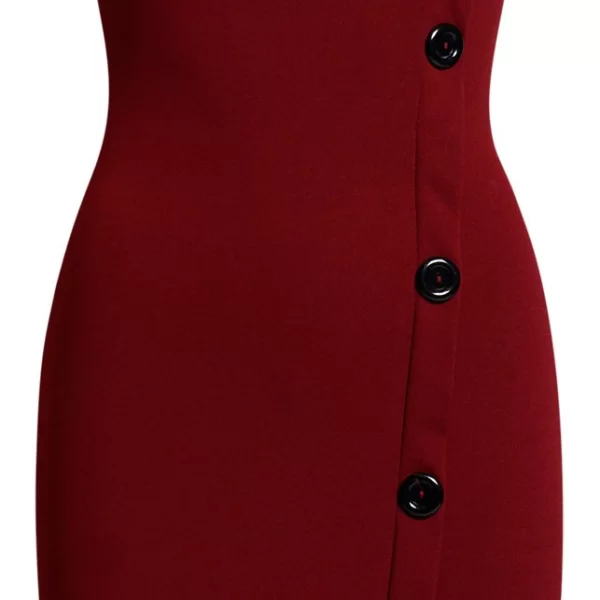 Μίνι φόρεμα με κουμπιά στο πλάϊ - Μπορντώ 52579-Κοκκινο