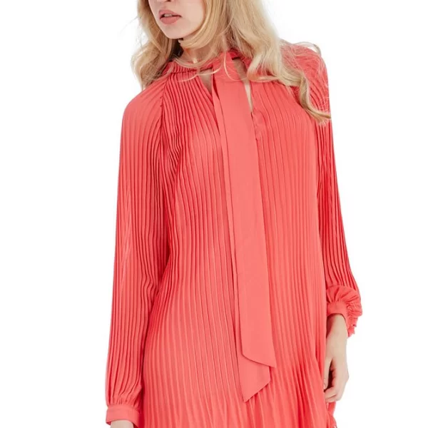 9158 GB Πλισέ πουκαμίσα -Μίνι φόρεμα-Κοραλί
